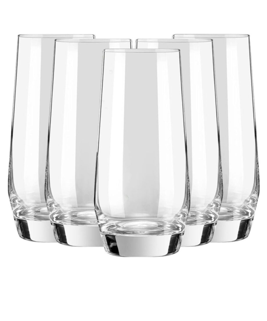 Tall Crystal Drinking Glasses 550ml Set 5