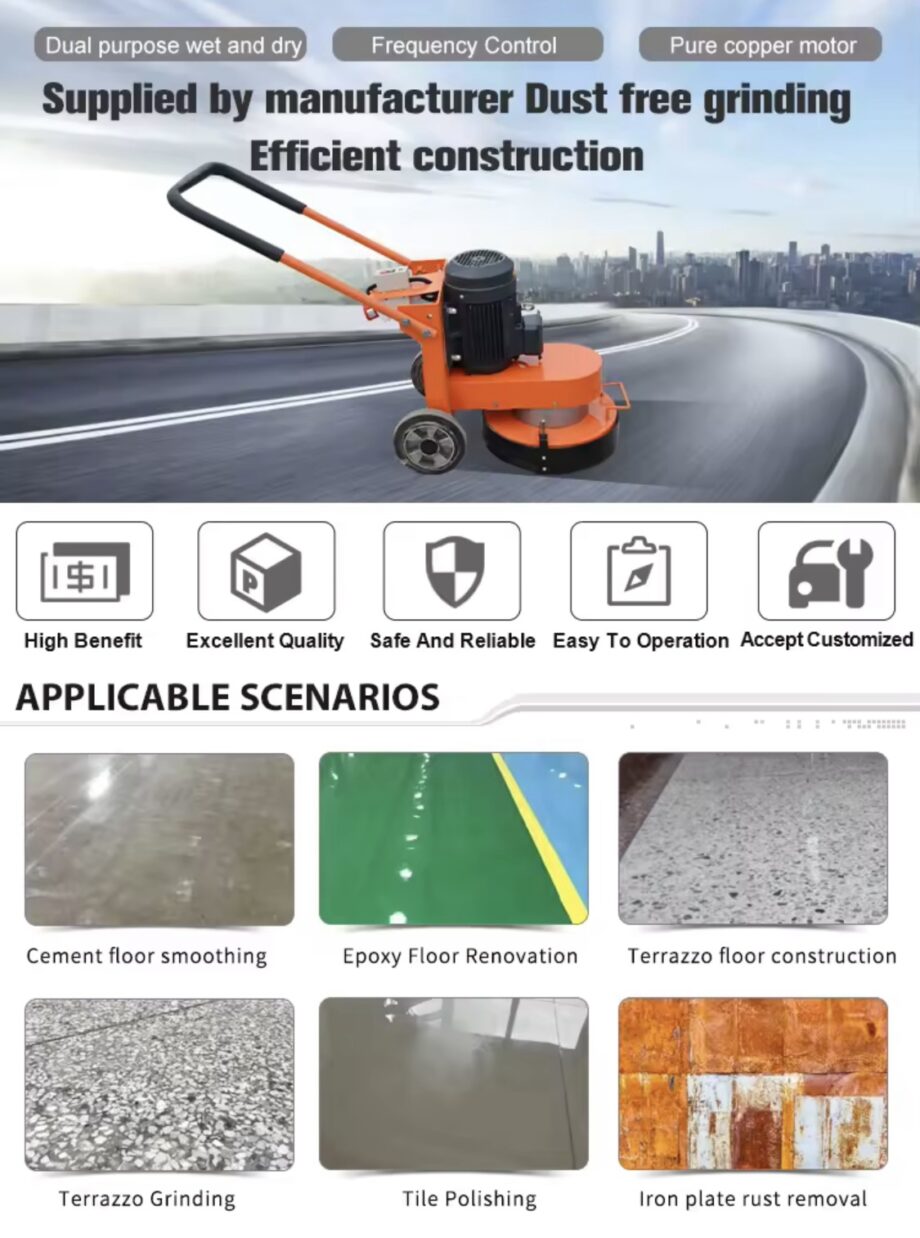 Customized frequency conversion epoxy floor grinder, concrete cement pavement curing and polishing machine