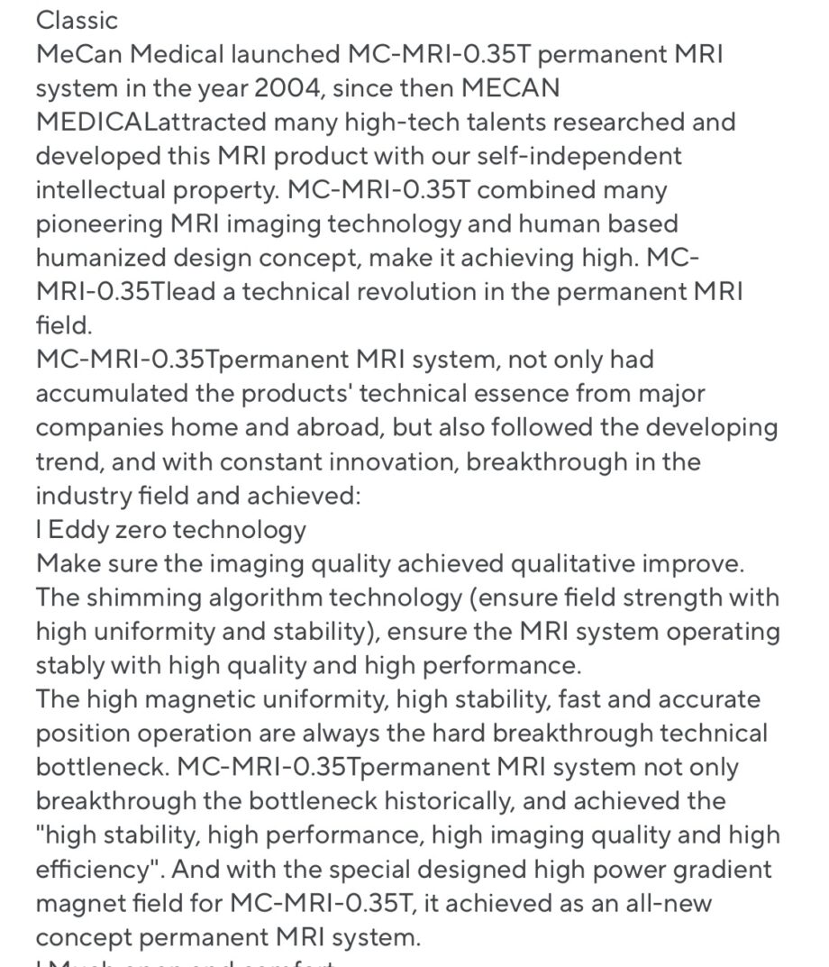 Smart Instrument Medical Tomography Computed 1.5T MRI Digital Scan
Imaging System