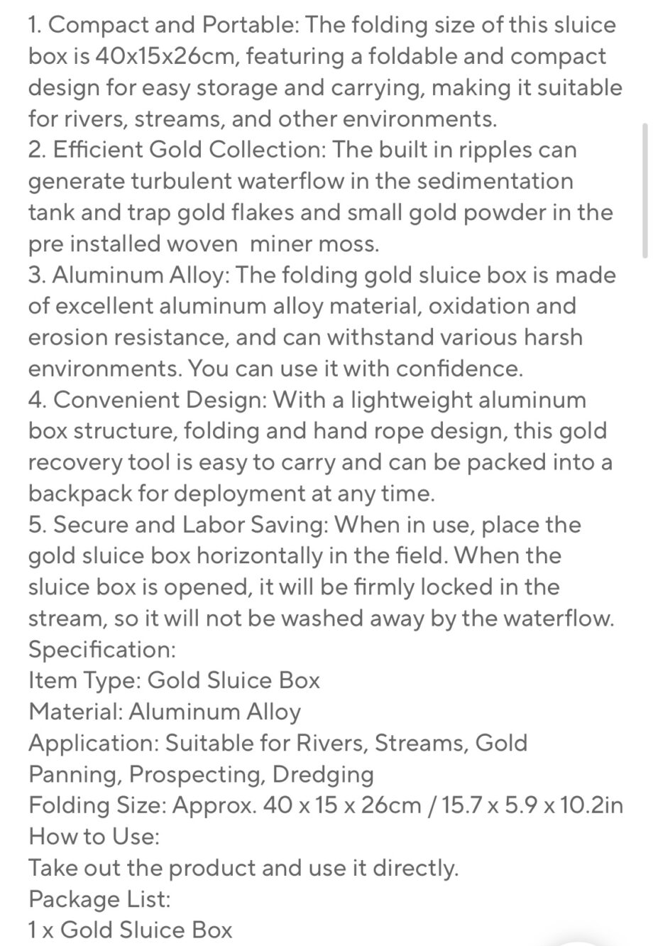 Folding Gold Sluice Box