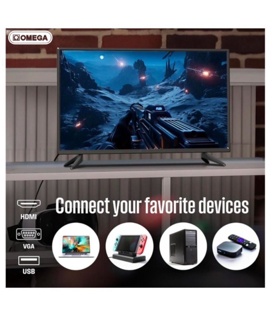 Omega 40" Full HD TV Wide
Color Changer HDMI/VGA/USB/ AV Mode (Non-Smart TV)