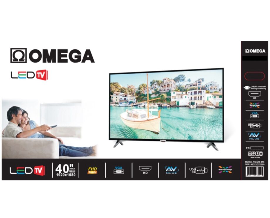 Omega 40" Full HD TV Wide
Color Changer HDMI/VGA/USB/ AV Mode (Non-Smart TV)