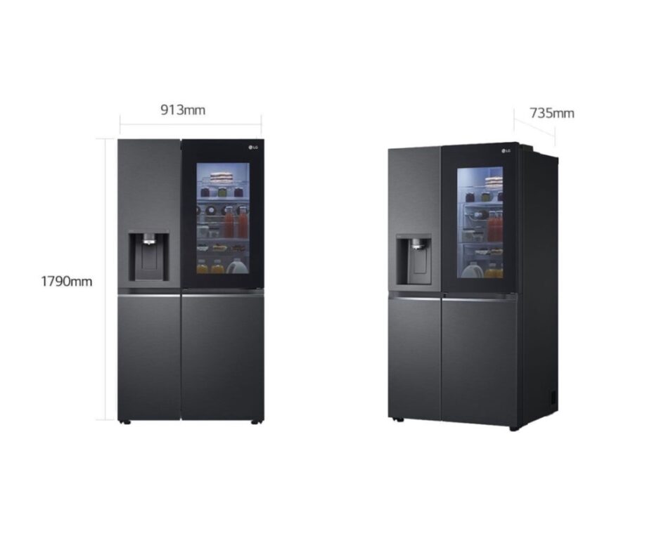 LG 611L InstaView ThinQ Side by Side Refrigerator Matt Black