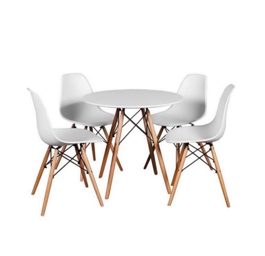 Round Table with 4 Chairs
- White