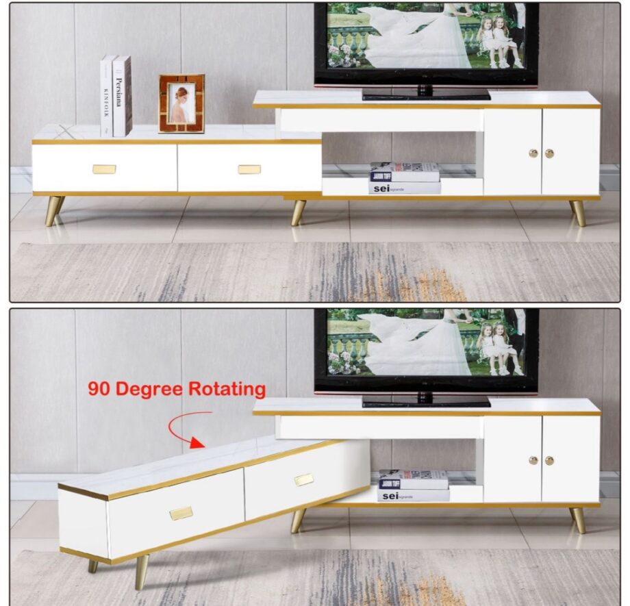 Extendable TV Stand Media
Console Entertainment Center
with Drawers - White