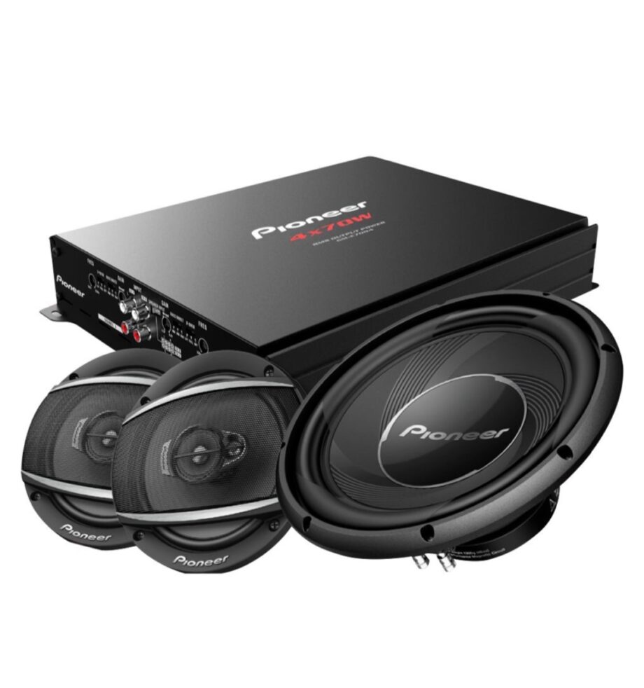 Pioneer 6.5? 320W 4-Way
Speakers 12" 1400w Subwoofer
& Amplifier Combo Kit