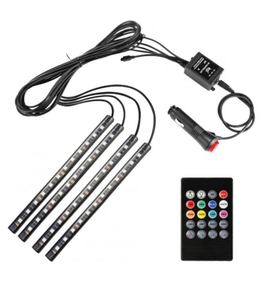 RGB Car Atmosphere Strip Light with Wireless Remote Control 12 x 4 LED