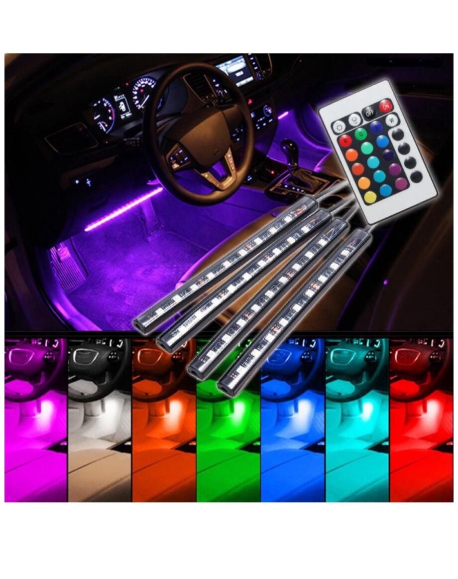 RGB Car Atmosphere Strip Light with Wireless Remote Control 12 x 4 LED