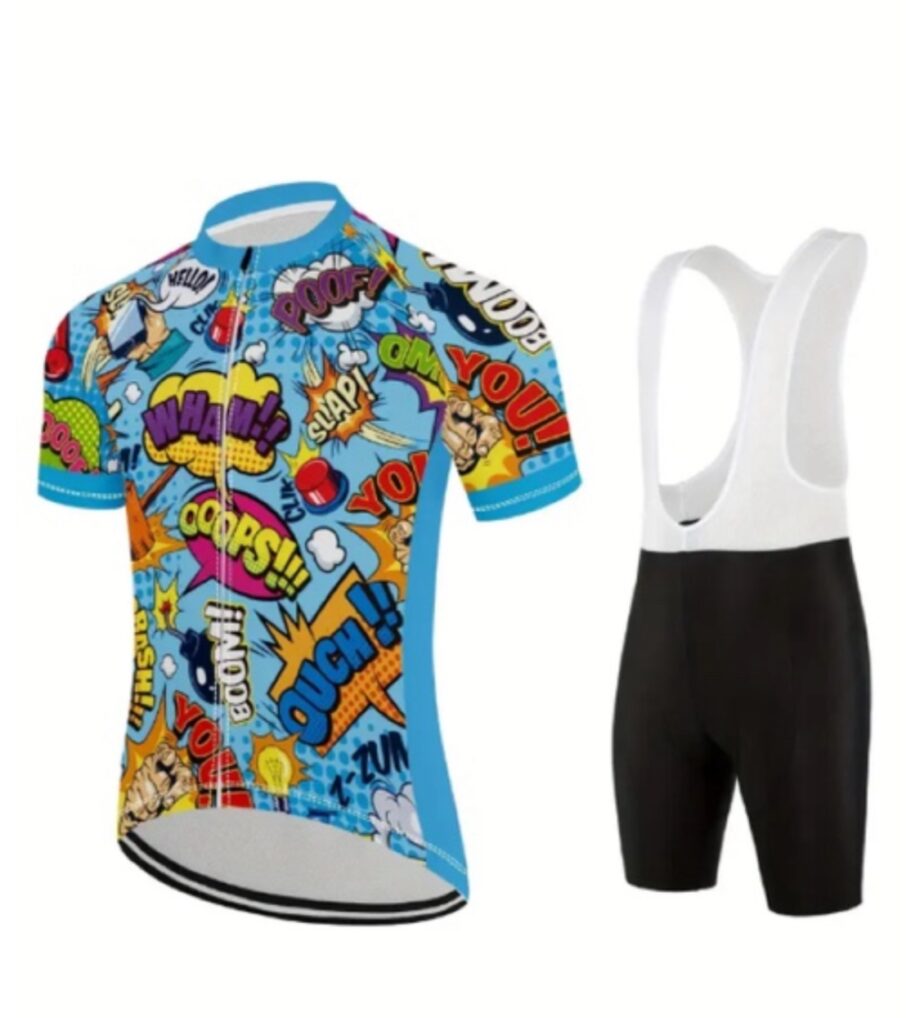 Men's Short Sleeve Cycling Shirt And Bib Shorts Set