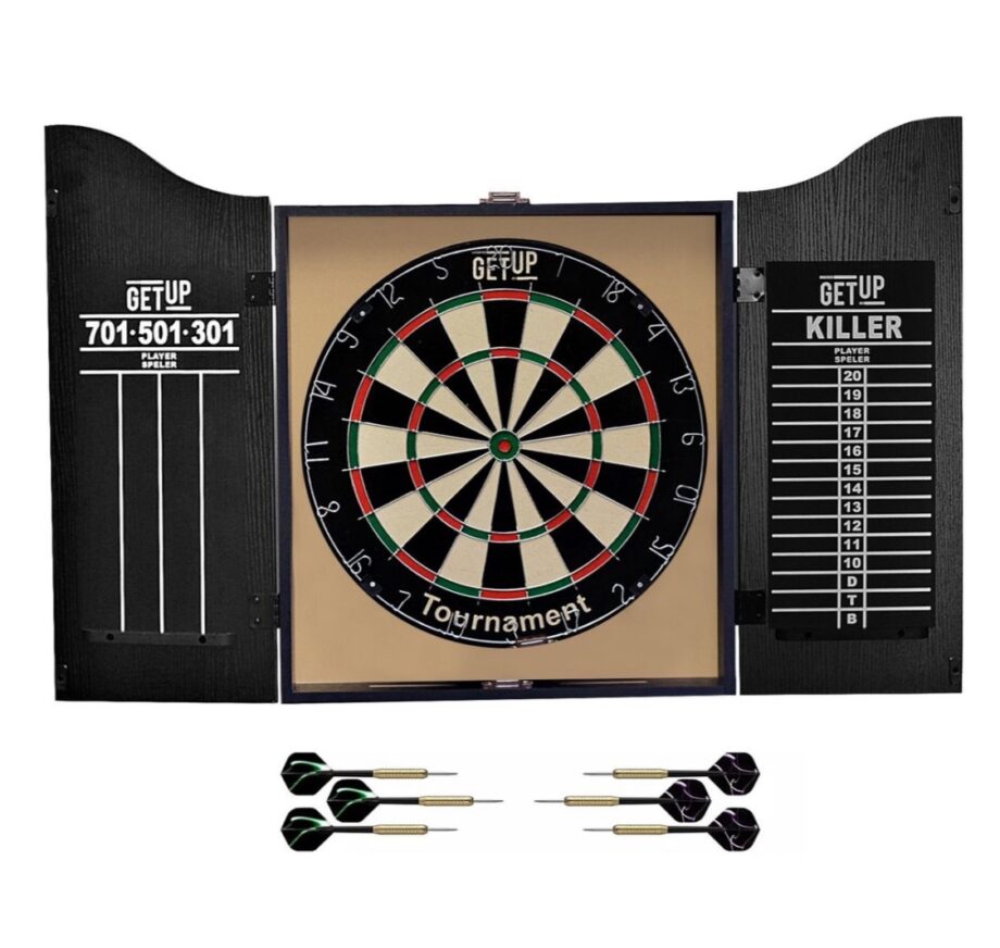 Getup Tournament Dartboard with Cabinet
