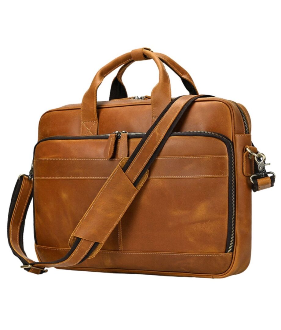Leather Laptop Bag for Men - Large Capacity