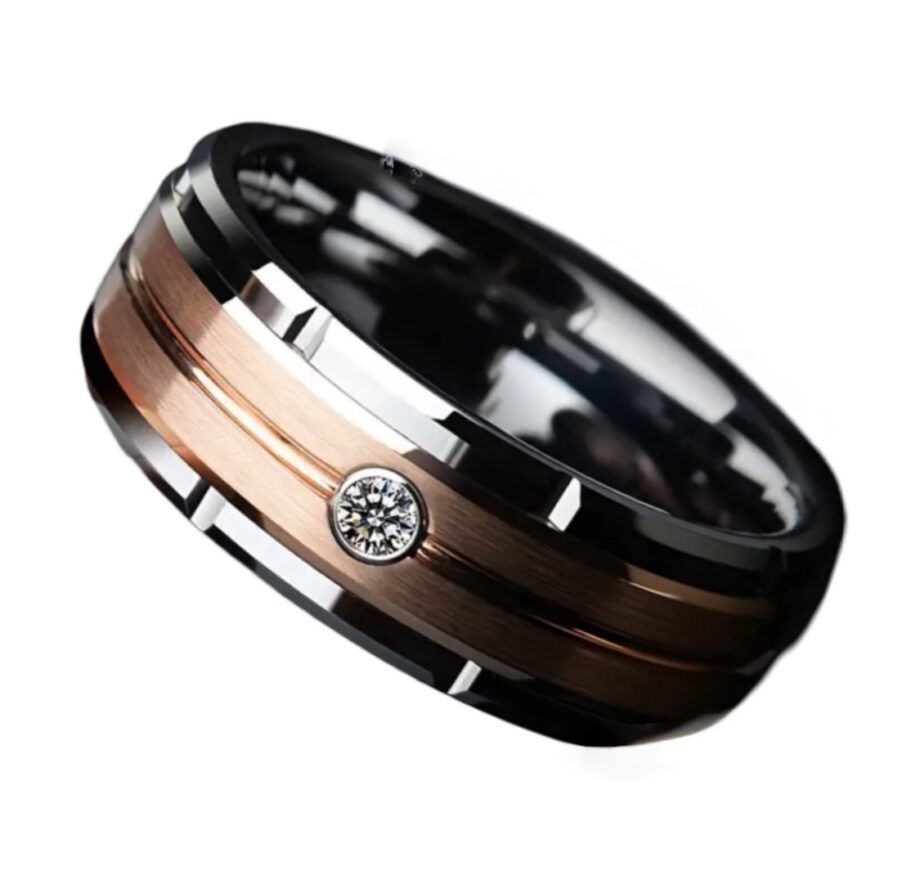 Two-Tone Titanium Ring for Men - Rose-Gold & Silver
