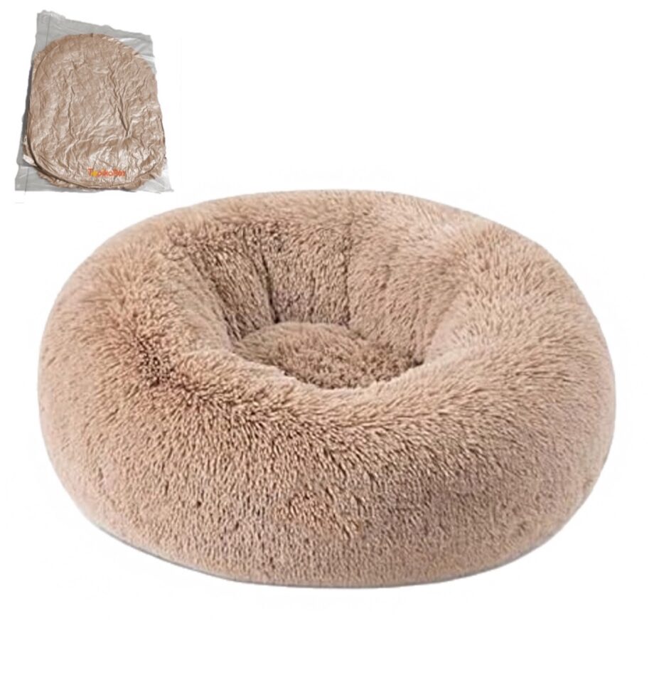 TopikaPet - Furry Donut Pet Bed for Dogs and Cats, Soft & Supportive, S/M/L