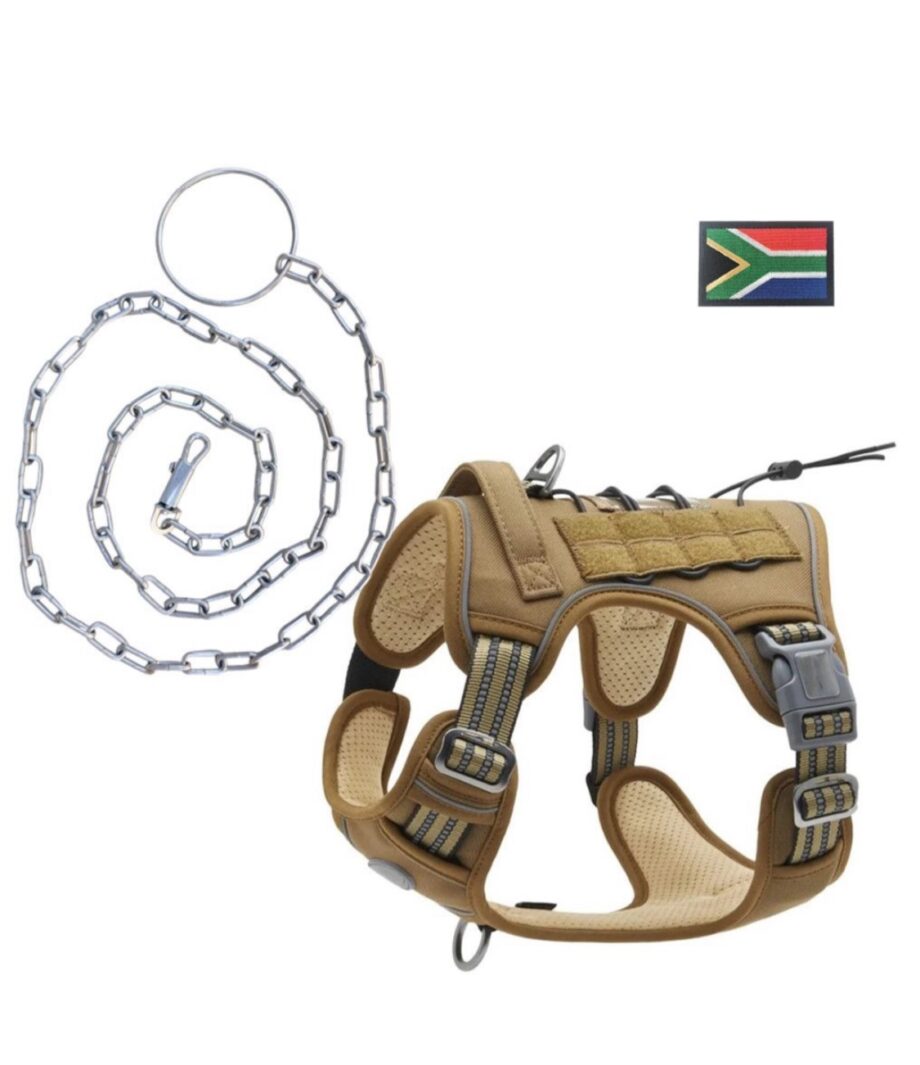 Dog Harness - No Pull Tactical
Dog Harness + Dog Chain
Leash + SA Patch