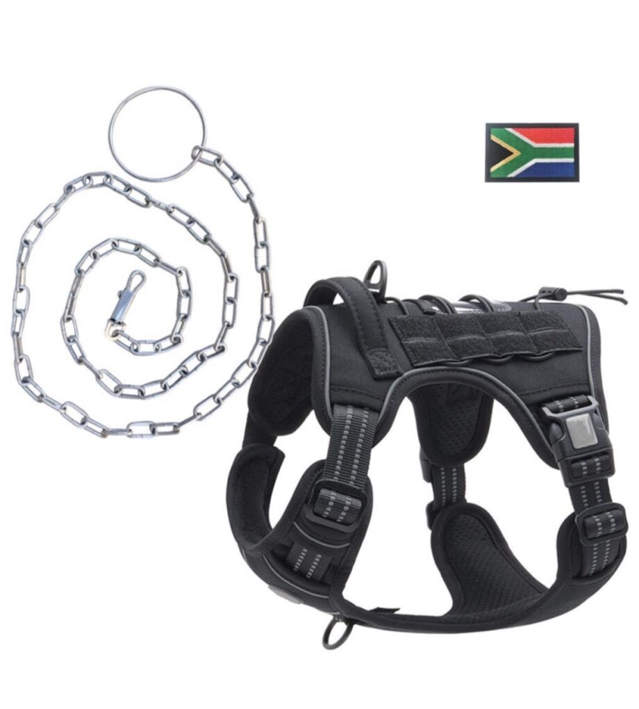 Dog Harness - No Pull Tactical
Dog Harness + Dog Chain
Leash + SA Patch