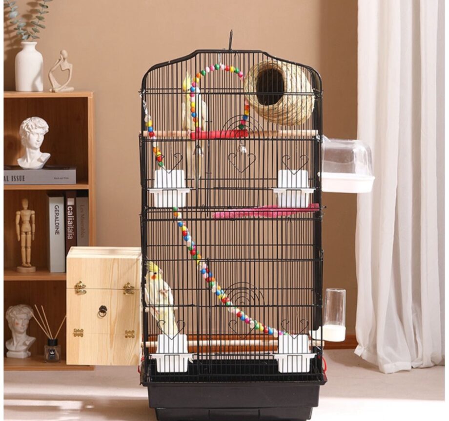 Medium Open-Top Parrot Cage with 3 Perches and 4 Feeding
Bowls