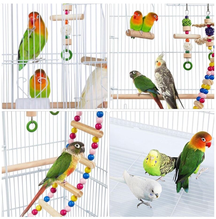 Pet Waterproof Open Top Metal
Bird Cage Condo with Interactive Toys (100cm)