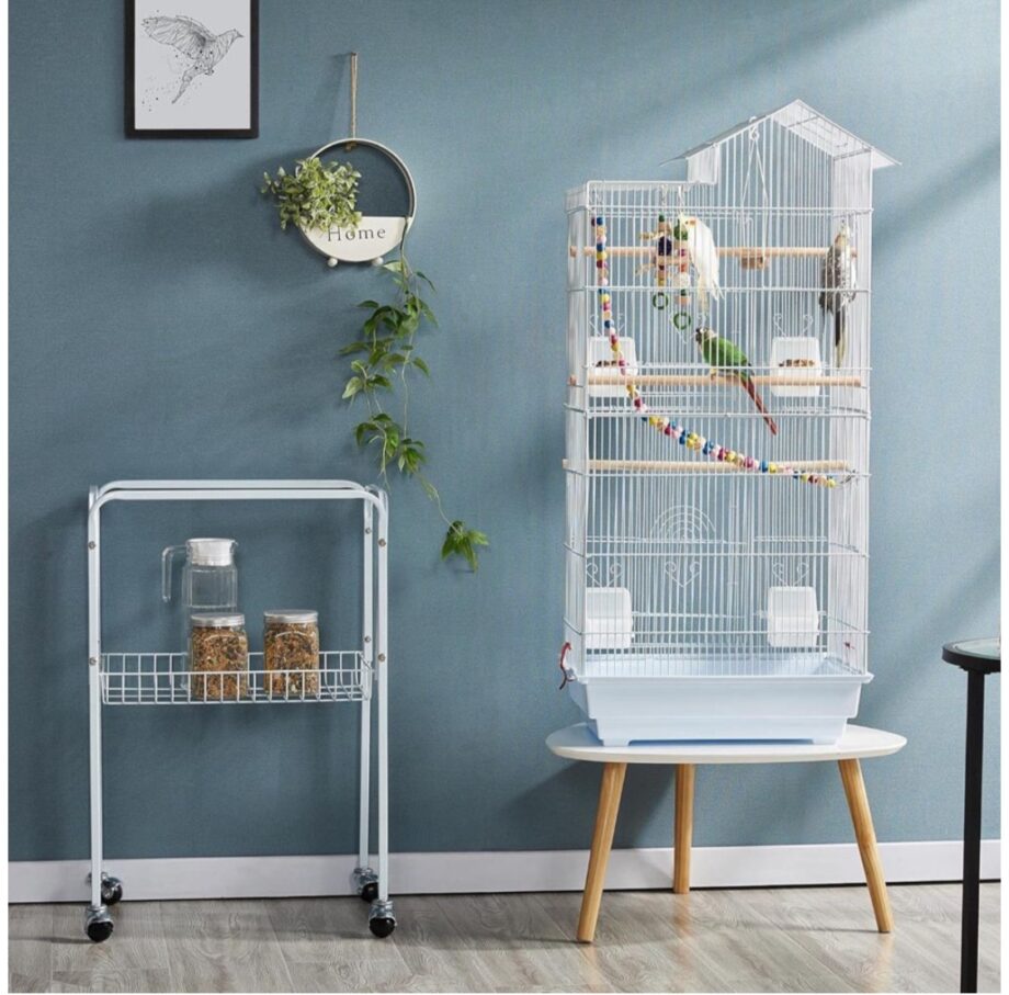 Pet Waterproof Open Top Metal
Bird Cage Condo with Interactive Toys (100cm)