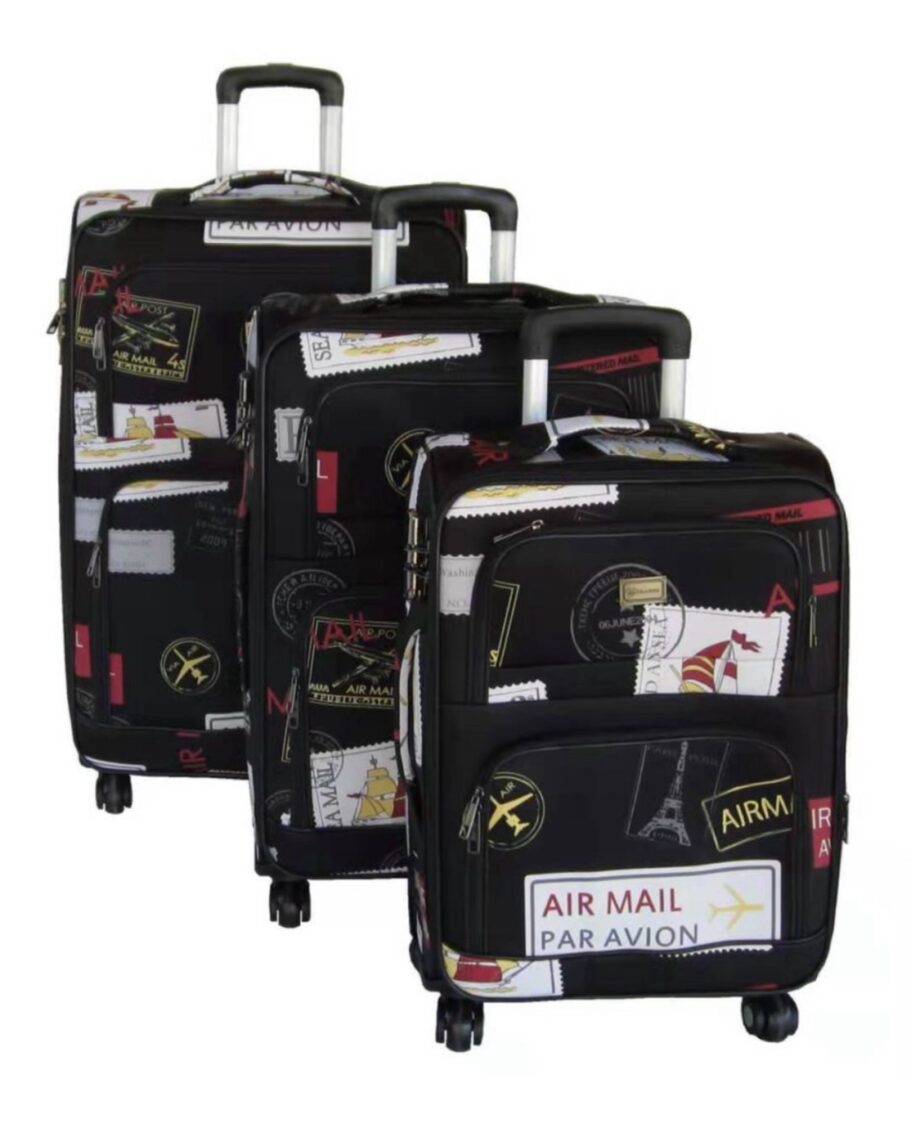 3 Piece Graphic Art PU Leather
Travel Luggage Bag Set