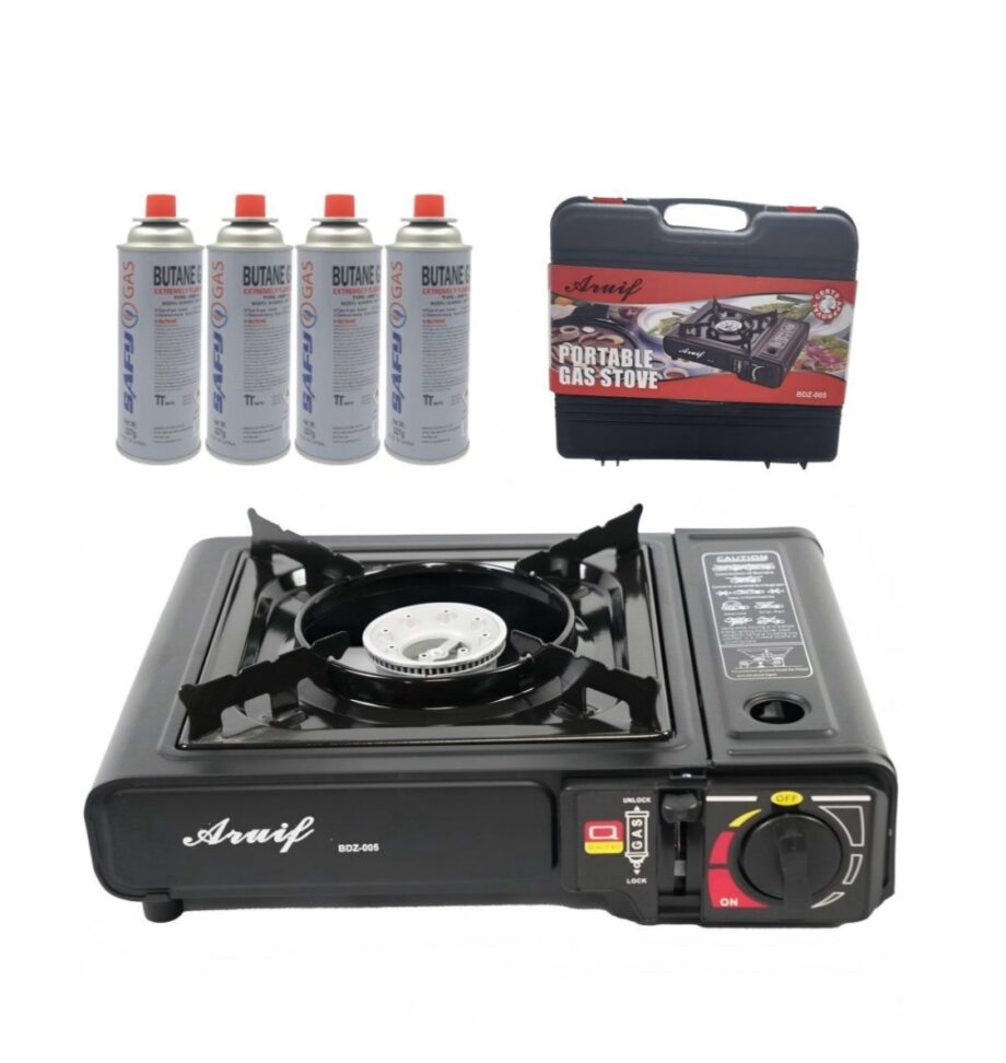 Portable Camping Gas Stove +
4 Gas Canisters 227g-BDZ-005+4xMGT-230