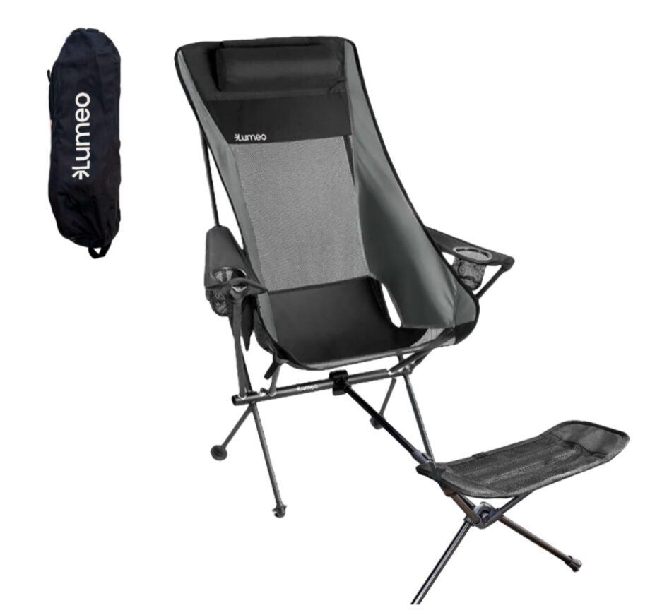 Original Lumeo QuickFold High-Back Chair With Foot Rest - Camping Foldable