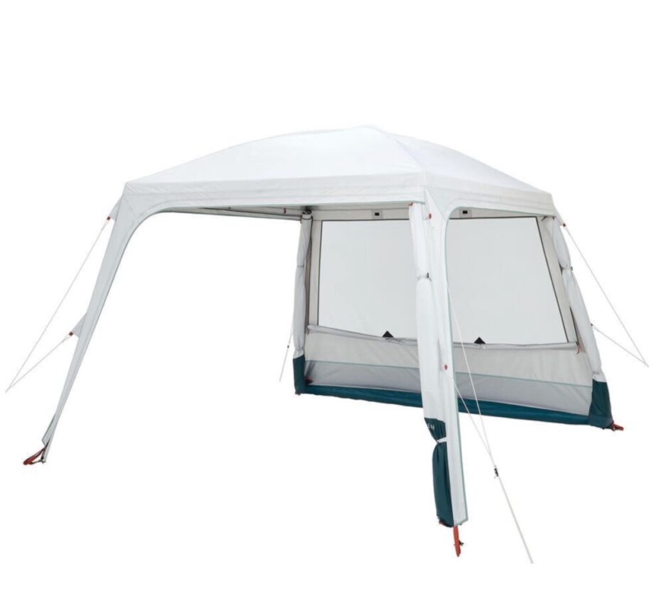 Camping living room with poles arpenaz base fresh 10-person