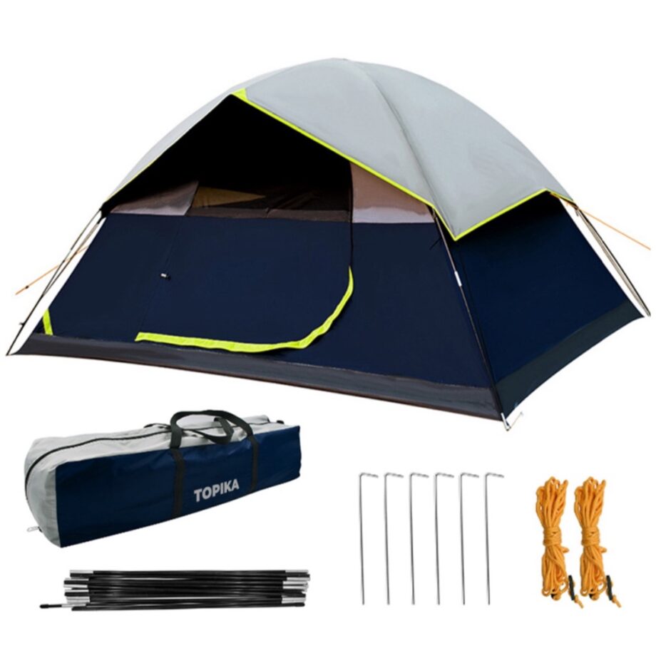 Topika - 4-6 Person Camping Tent Dark Room Waterproof &
Quick Setup
