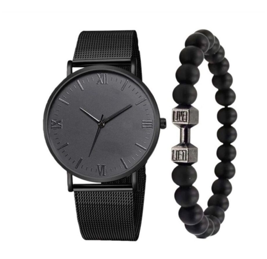 Men Quartz Watch and Dumbell
Bracelet Set
