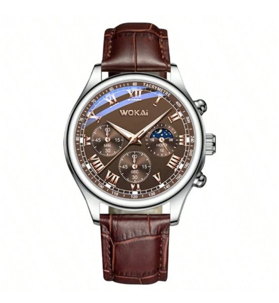 Round Brown Leather Business
Men's Sports Quartz Watch
