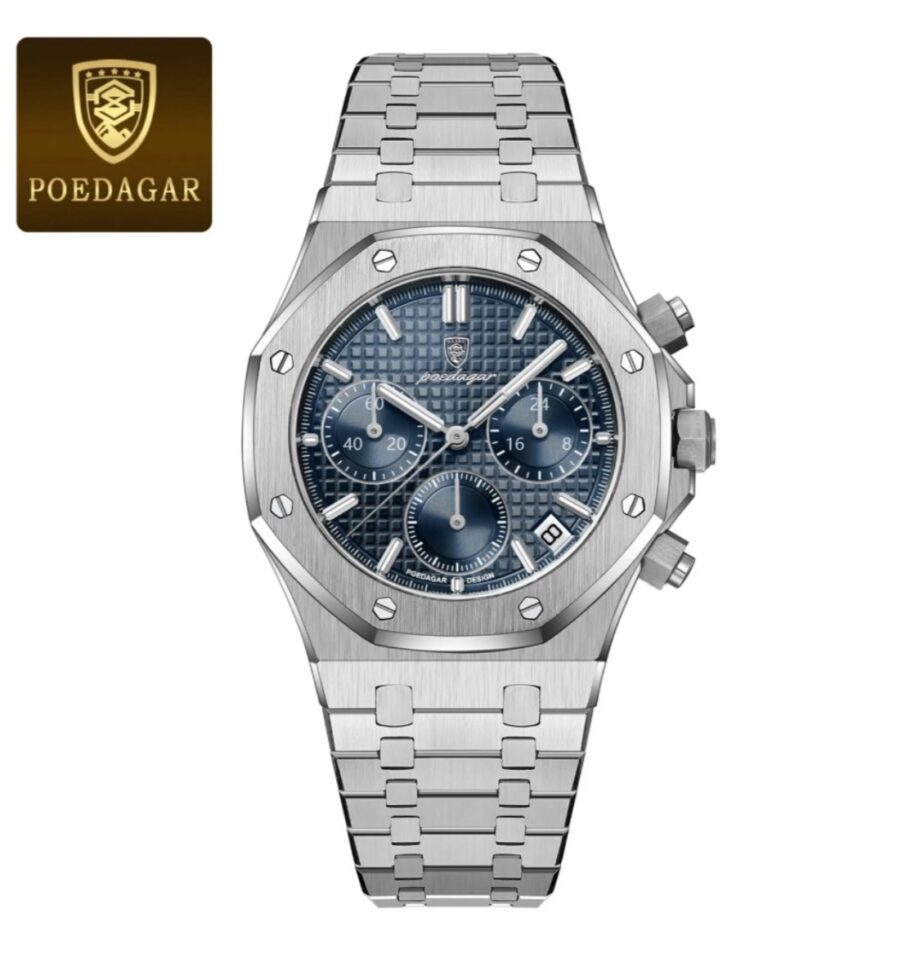 Men's Stainless Steel Formal
Quartz Watch-Silver & Blue