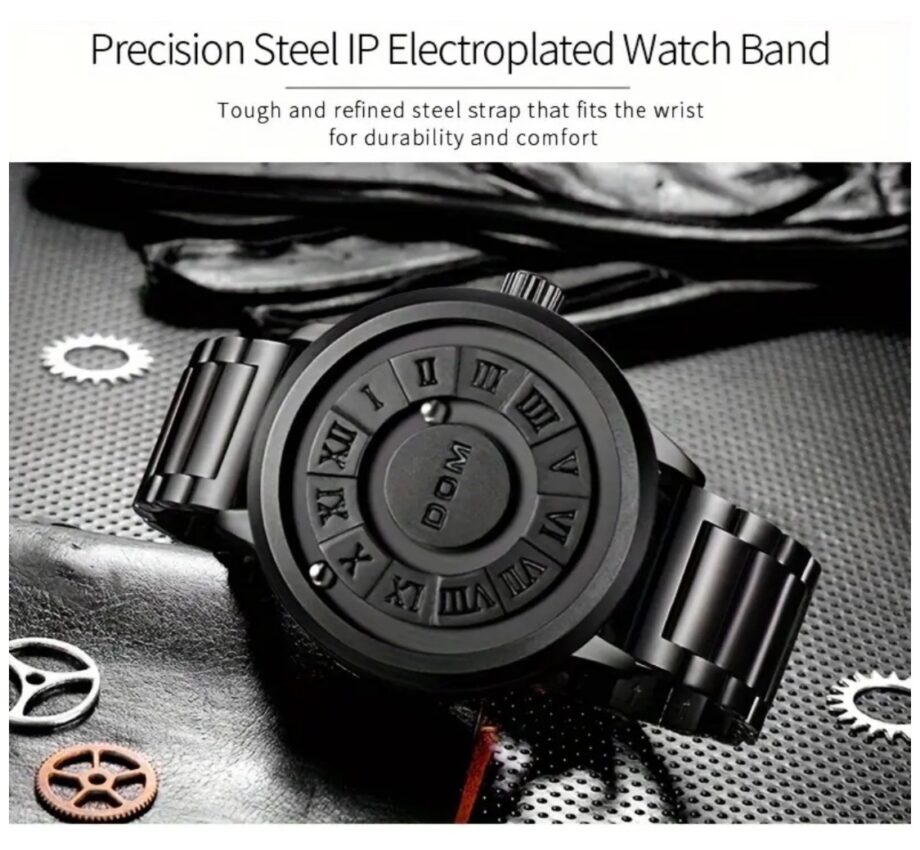 Dom Magnetic Rolling Ball
Men's Black Metal Analog Wrist
Watch Quartz