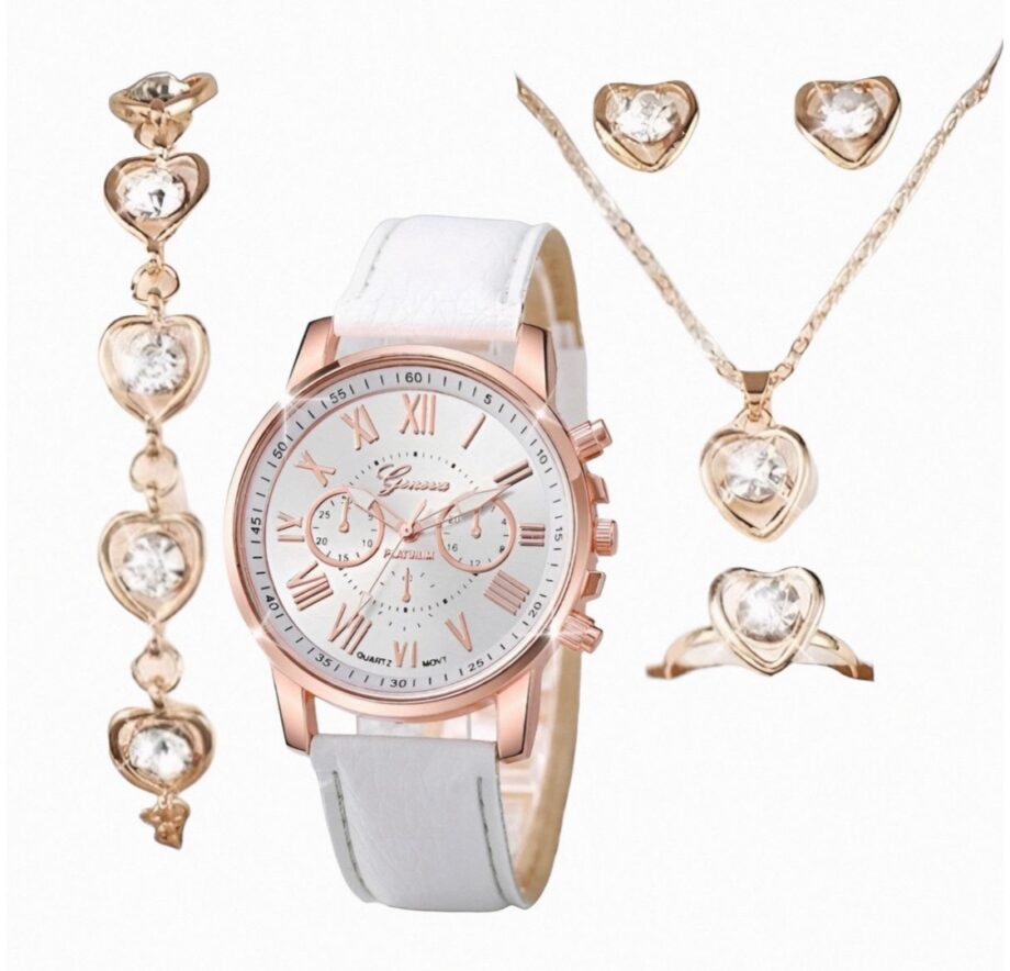 Women's Elegant Three-eye
Roman Scale Dial Quartz Watch
& Jewelry Set - 4 Pieces