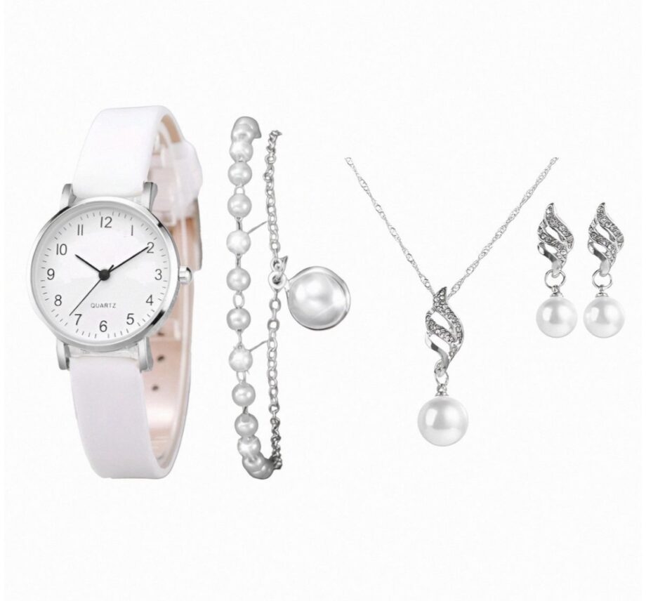 Ladies' Minimalist Numeric
Markers Dial Quartz Watch And Jewelry Set