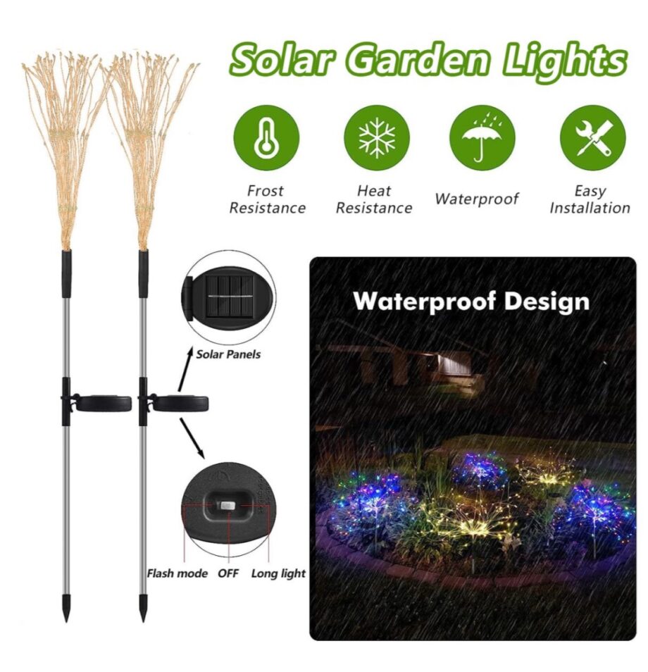 Garden Decoration Solar
Waterproof LED Firework Lights
Garden Stake - 2 Pack