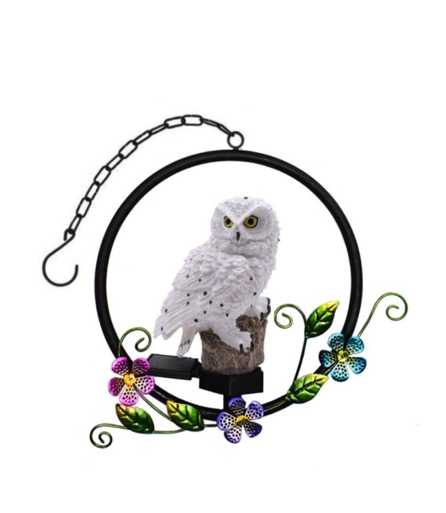 Outdoor Solar Wind Chime Light, Garden Light, Garden Decoration - White Owl